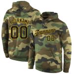 Custom Name Number Camo Hoodie Salute to Service Black Gold Sports Pullover Sweatshirt Personalized Stitched Camo Black-Gold