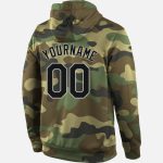 Custom Camo Sports Hoodie with Name and Number - Black-Gray Pullover Sweatshirt, Salute to Service Personalized Stitched