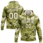 Custom Name Number 3D Skull Hoodie Sweatshirt, Personalized Camo Cream-Olive Pullover Fashion Sports Style Personalized Stitched