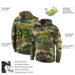 Custom Name Number Hoodie Personalized Camo Green Gold Sports Pullover Sweatshirt for Teams Personalized Stitched Camo Green-Gold