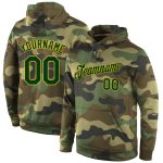 Custom Name Number Hoodie Personalized Camo Green Gold Sports Pullover Sweatshirt for Teams Personalized Stitched Camo Green-Gold