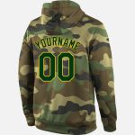 Custom Name Number Hoodie Personalized Camo Green Gold Sports Pullover Sweatshirt for Teams Personalized Stitched Camo Green-Gold