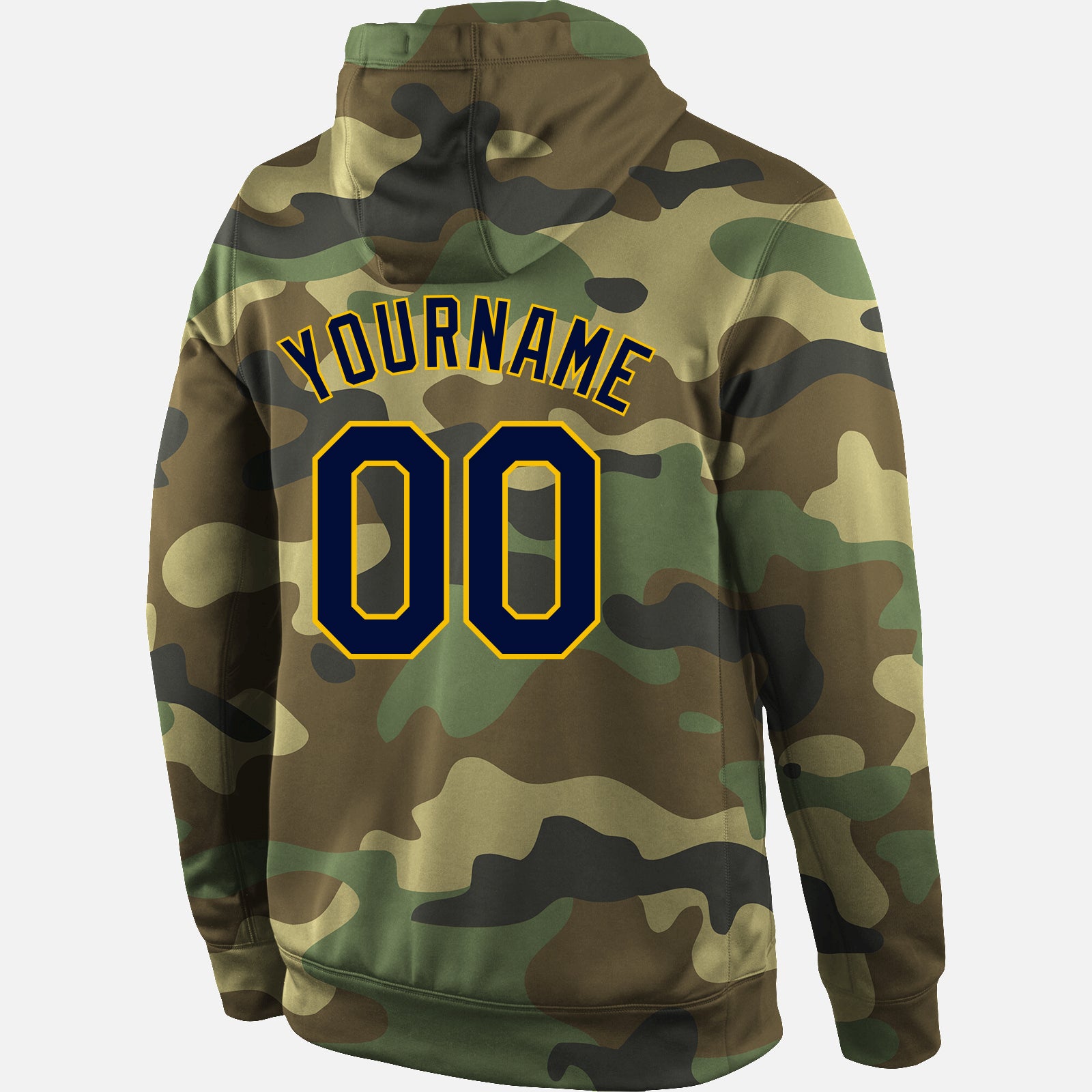 Personalized Stitched Camo Navy-Gold Sports Pullover Sweatshirt Salute To Service Hoodie Team Custom Name and Number Custom Name and Number Camo Navy Gold Sports Hoodie Pullover Sweatshirt Salute to Service Personalized Stitched Camo Navy-Gold - Image 3
