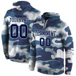 Personalized Camo Sports Hoodie | Navy-White Salute To Service Pullover Sweatshirt with Custom Name and Number Personalized
