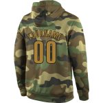 Custom Camo Hoodie with Name & Number - Old Gold & Black Stitched Pullover Sweatshirt - Salute to Service Team Apparel Personalized