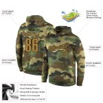 Custom Camo Hoodie with Name & Number - Old Gold & Black Stitched Pullover Sweatshirt - Salute to Service Team Apparel Personalized