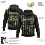 Custom Camo Olive-Cream 3D American Flag Hoodie for Sports - Personalized Sweatshirt with Name & Number, Salute to Service