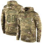 Personalized Camo Hoodie Sweatshirt for Salute to Service - Olive-Cream Stitched Sports Pullover Personalized Stitched Camo