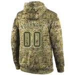 Custom Name Number Pullover Hoodie Stitched Camo Olive-Cream Sports Sweatshirt Salute to Service Personalized Stitched Camo