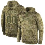 Custom Name Number Pullover Hoodie Stitched Camo Olive-Cream Sports Sweatshirt Salute to Service Personalized Stitched Camo