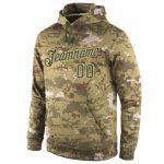 Personalized Camo Hoodie Sweatshirt for Salute to Service - Olive-Cream Stitched Sports Pullover Personalized Stitched Camo