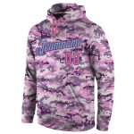 Custom Name Number Hoodie - Personalized Camo Pink Light Blue Pullover Sweatshirt - Salute to Service Team Apparel Personalized