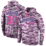 Custom Name Number Hoodie - Personalized Camo Pink Light Blue Pullover Sweatshirt - Salute to Service Team Apparel Personalized