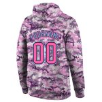 Custom Name Number Hoodie - Personalized Camo Pink Light Blue Pullover Sweatshirt - Salute to Service Team Apparel Personalized