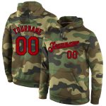 Custom Name & Number Salute to Service Hoodie, Personalized Camo Red-Navy Sports Pullover Sweatshirt Personalized Stitched
