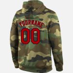 Custom Name & Number Salute to Service Hoodie, Personalized Camo Red-Navy Sports Pullover Sweatshirt Personalized Stitched
