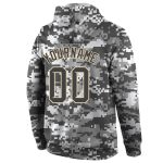 Custom Name Number Hoodie Salute to Service Camouflage Pullover Sweatshirt Steel Gray Cream Sports Wear Personalized Stitched