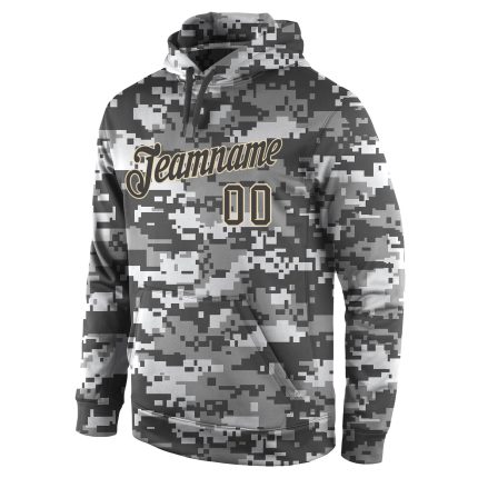 Custom Name Number Hoodie Salute to Service Camouflage Pullover Sweatshirt Steel Gray Cream Sports Wear Personalized Stitched