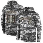 Custom Name Number Hoodie Salute to Service Camouflage Pullover Sweatshirt Steel Gray Cream Sports Wear Personalized Stitched
