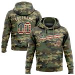 Custom Name & Number Personalized Camo Vintage USA Flag Pullover Hoodie Salute to Service Sports Sweatshirt Personalized