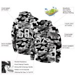 Custom Name & Number Pullover Hoodie, Personalized Camo 3D Sports Sweatshirt, Salute to Service, White-Black Personalized