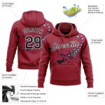 Custom Name and Number Scorpio Sports Hoodie Sweatshirt with Personalized Stitched Cardinal 3D Pattern Design Black-White