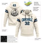 Custom Name Number Football Hoodie Sweatshirt Pullover Black Blue Cream Stitched Team Apparel Personalized Stitched Cream