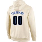 Custom Name Number Sports Hoodie Stitched Pullover Sweatshirt - Cream Black-Blue Team Apparel Personalized Stitched Cream
