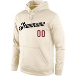 Custom Name Number Sports Hoodie Stitched Cream Black Crimson Pullover Sweatshirt for Team Apparel Personalized Stitched