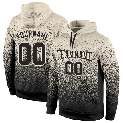 Custom Name Number Hoodie - Personalized Pullover Sweatshirt for Sports, Cream Black Fade Fashion Design Personalized Stitched