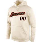 Custom Name & Number Sports Hoodie - Personalized Cream Black Gold Pullover Sweatshirt for Teams Personalized Stitched Cream