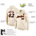 Custom Name & Number Sports Hoodie - Personalized Cream Black Gold Pullover Sweatshirt for Teams Personalized Stitched Cream