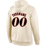 Custom Name & Number Sports Hoodie - Personalized Cream Black Gold Pullover Sweatshirt for Teams Personalized Stitched Cream