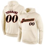 Custom Name & Number Sports Hoodie - Personalized Cream Black Gold Pullover Sweatshirt for Teams Personalized Stitched Cream