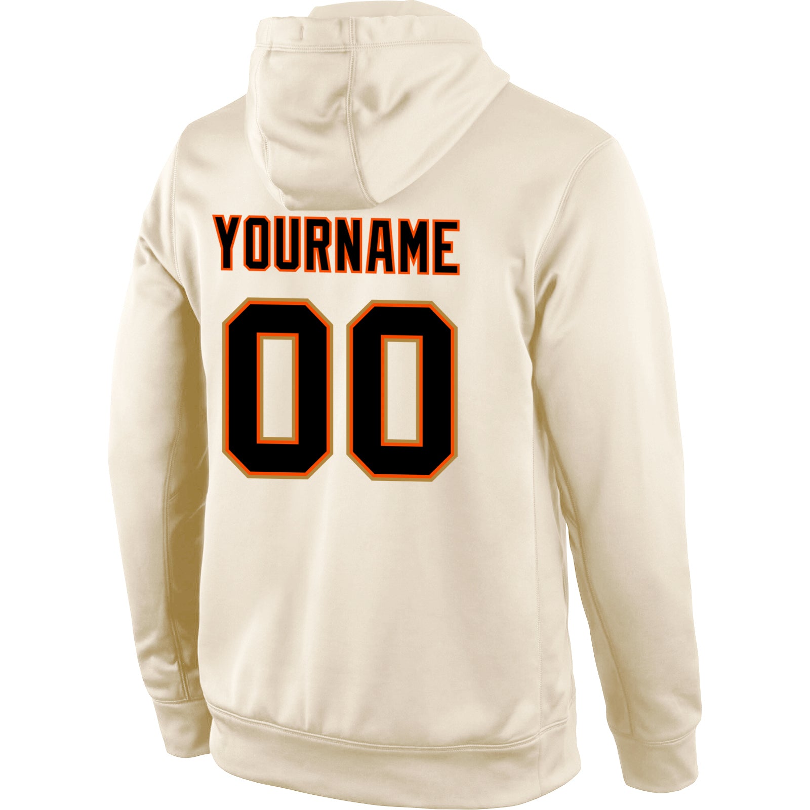 Personalized Stitched Cream Black-Orange Sports Pullover Sweatshirt Hoodie Team Custom Name and Number Custom Team Name Number Pullover Hoodie - Personalized Cream Black-Orange Stitched Sports Sweatshirt Personalized Stitched - Image 3