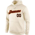 Custom Team Name Number Pullover Hoodie - Personalized Cream Black-Orange Stitched Sports Sweatshirt Personalized Stitched