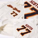 Custom Team Name Number Pullover Hoodie - Personalized Cream Black-Orange Stitched Sports Sweatshirt Personalized Stitched