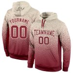 Custom Name Number Pullover Hoodie Sweatshirt for Sports - Personalized Stitched Cream Burgundy Fade Fashion Personalized