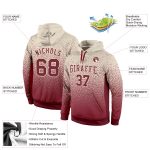 Custom Name Number Pullover Hoodie Sweatshirt for Sports - Personalized Stitched Cream Burgundy Fade Fashion Personalized