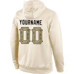 Custom Name and Number Personalized Cream Camo-Black Hoodie Sweatshirt Pullover for Team Support Personalized Stitched Cream