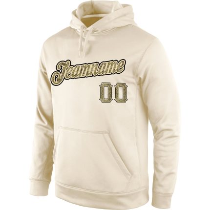 Custom Name and Number Personalized Cream Camo-Black Hoodie Sweatshirt Pullover for Team Support Personalized Stitched Cream