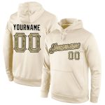 Custom Name and Number Personalized Cream Camo-Black Hoodie Sweatshirt Pullover for Team Support Personalized Stitched Cream