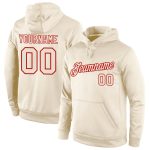 Custom Name Number Sports Hoodie Sweatshirt Pullover - Personalized Stitched Cream Red Team Apparel Personalized Stitched
