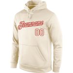 Custom Name Number Sports Hoodie Sweatshirt Pullover - Personalized Stitched Cream Red Team Apparel Personalized Stitched