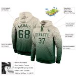 Custom Name Number Pullover Hoodie Sweatshirt for Sports, Personalized Stitched Cream Green Fade Fashion Design Personalized