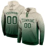 Custom Name Number Pullover Hoodie Sweatshirt for Sports, Personalized Stitched Cream Green Fade Fashion Design Personalized