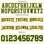 Custom Football Hoodie with Stitched Name and Number in Cream Green-Gold Pullover Sweatshirt Personalized Stitched Cream