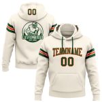 Custom Stitched Football Hoodie with Personalized Name and Number - Cream Green-Orange Pullover Sweatshirt Personalized Stitched