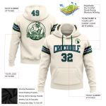 Custom Name Number Royal Green Cream Football Hoodie Pullover Sweatshirt - Personalized Team Apparel Personalized Stitched