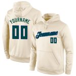Custom Name Number Pullover Hoodie Sweatshirt in Cream Hunter Green-Royal for Sports Team - Personalized Stitched Design